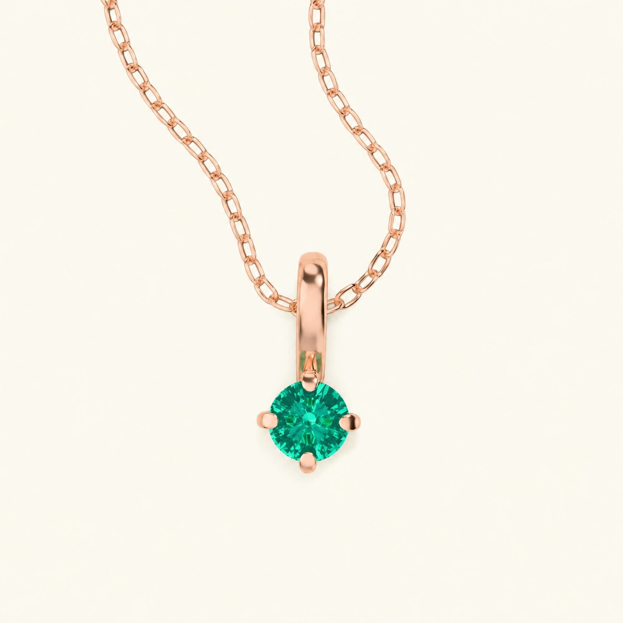 collier emeraude solitaire or rose Saral