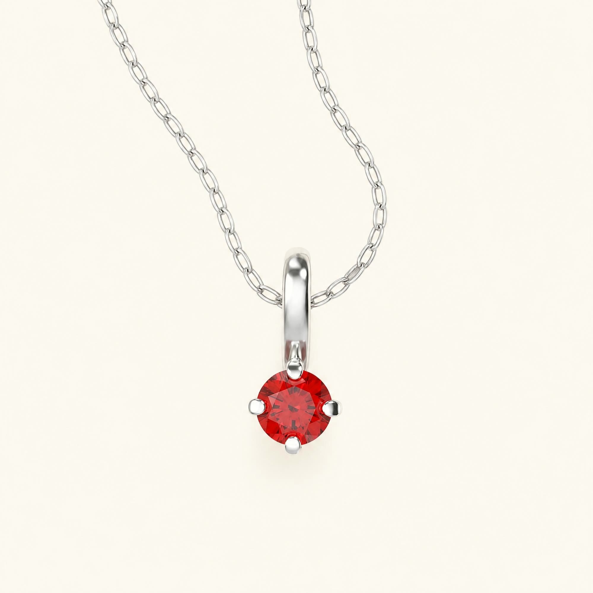 collier rubis solitaire or blanc Saral