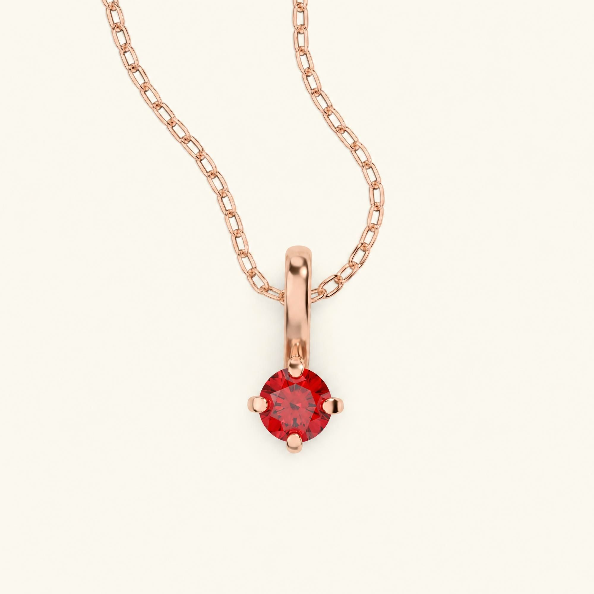 collier rubis solitaire or rose Saral