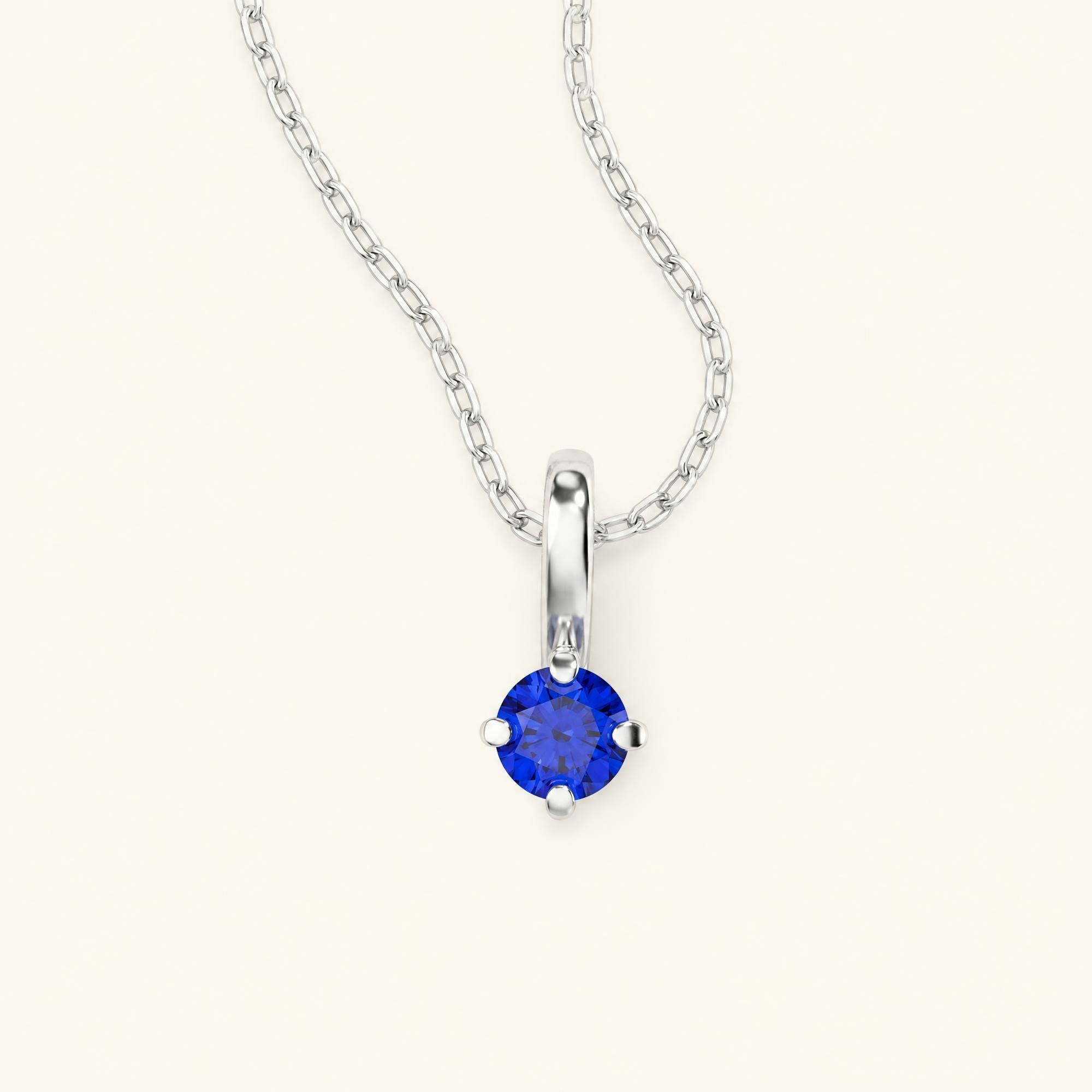 collier saphir solitaire or blanc Saral