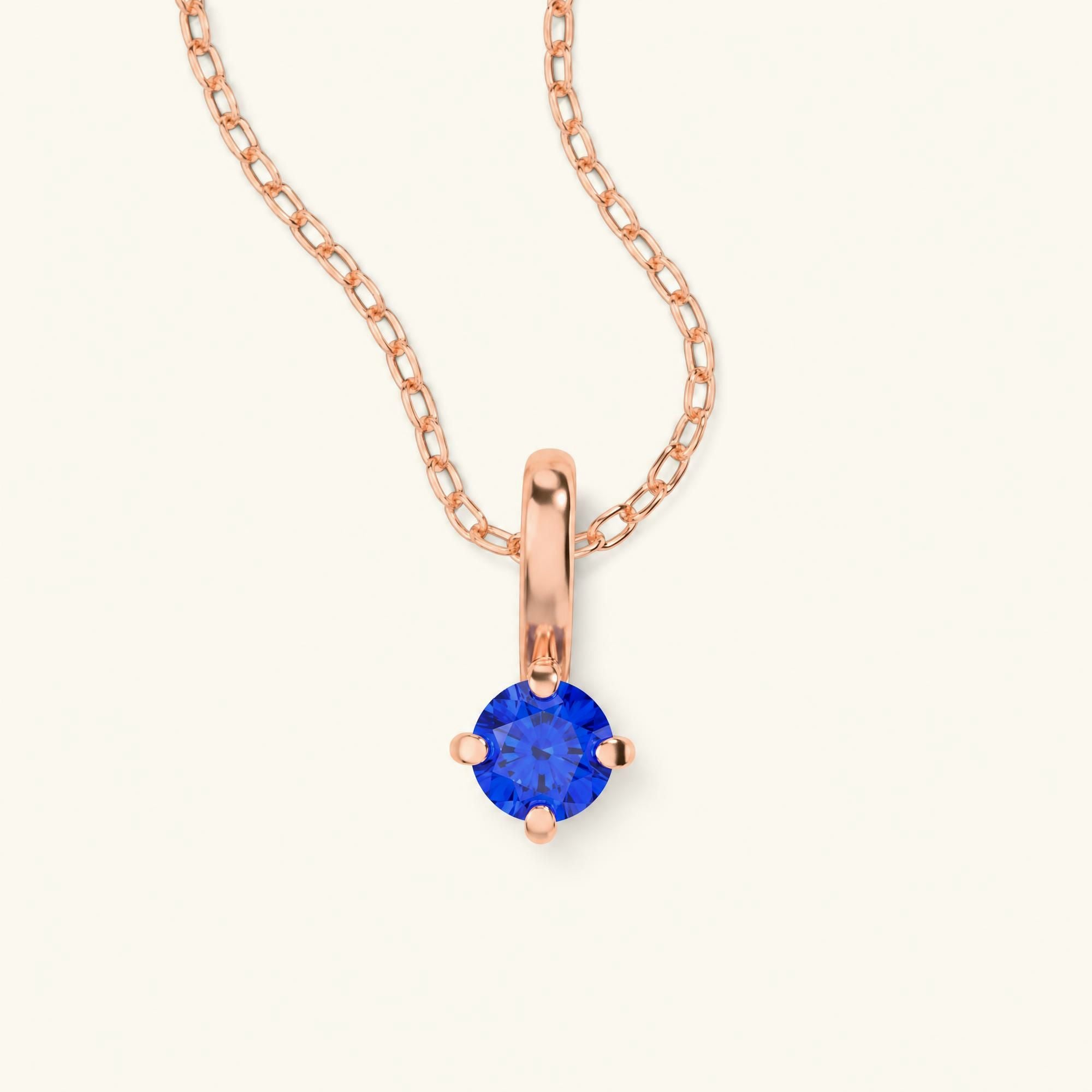 collier saphir solitaire or rose Saral