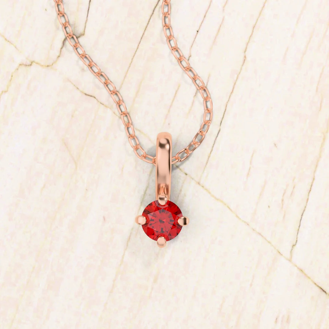 collier rubis solitaire or rose Saral