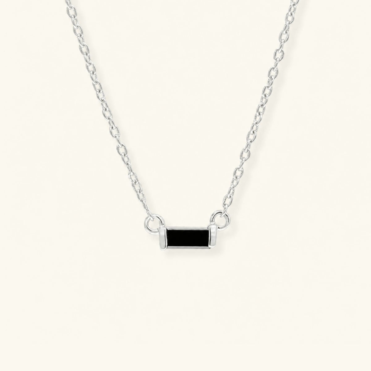 Collier baguette diamant noir Shanti or blanc
