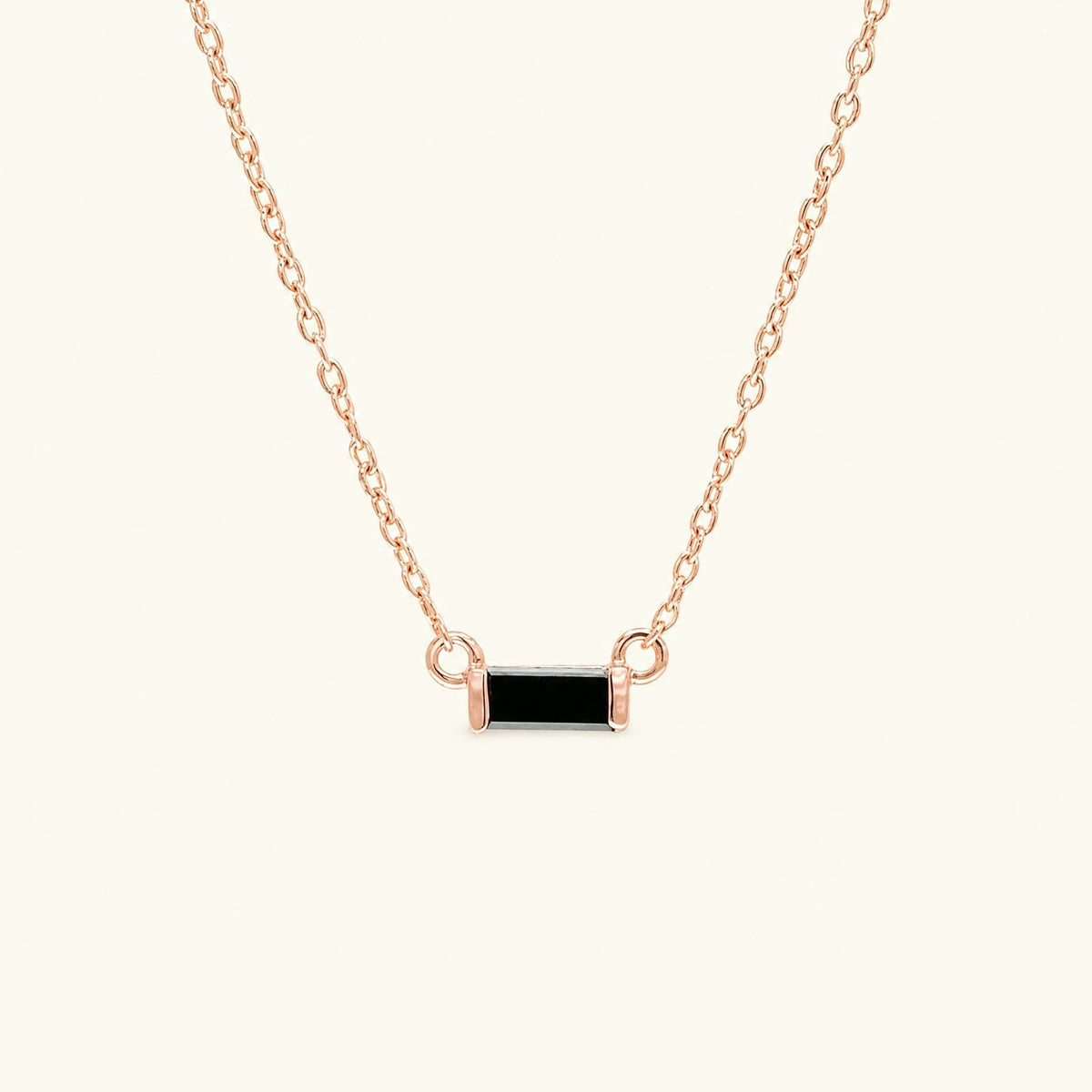 Collier baguette diamant noir Shanti or rose