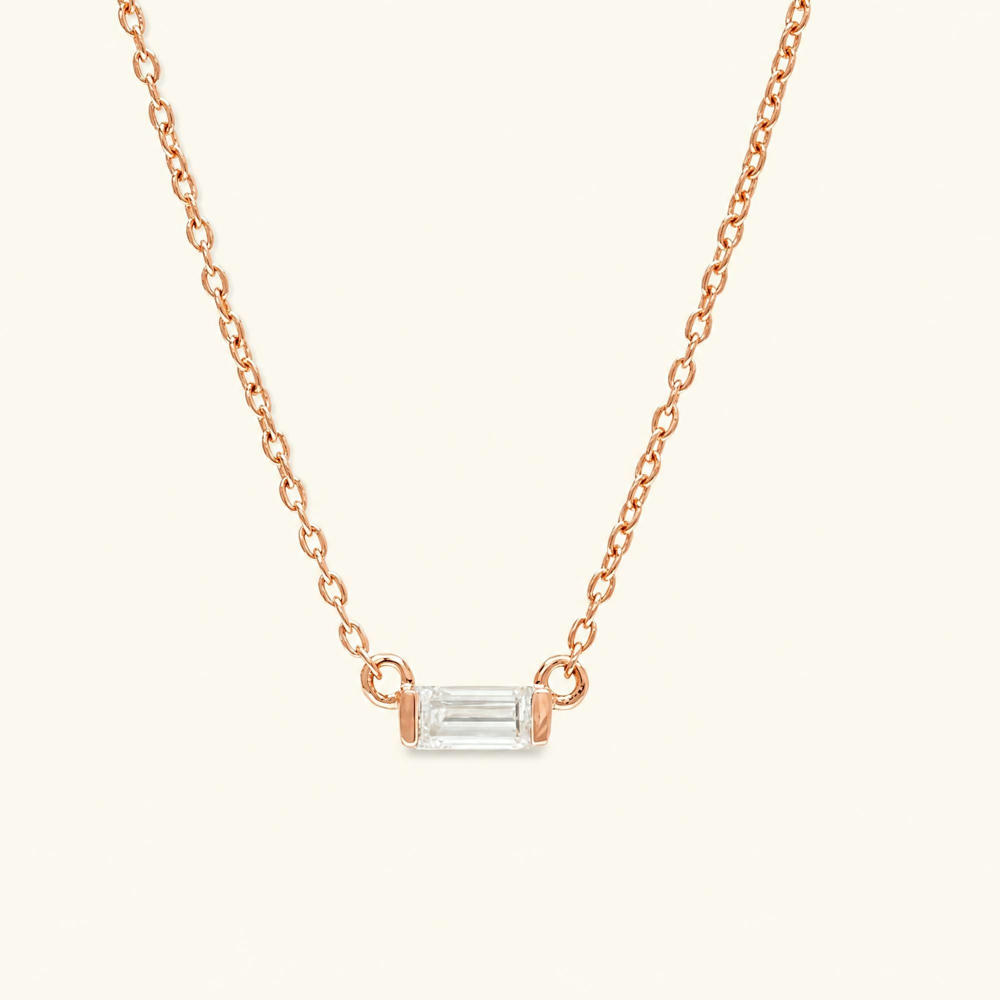 collier baguette diamant Shanti en or rose