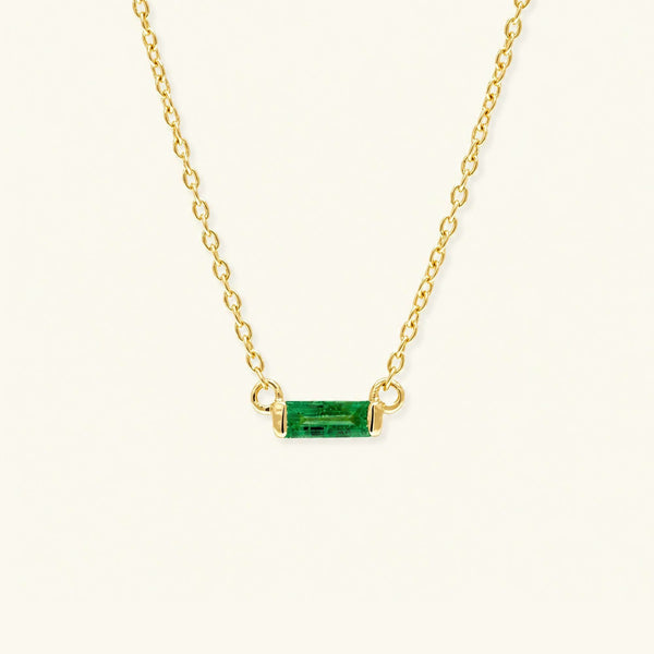 Collier baguette Shanti emeraude en or jaune