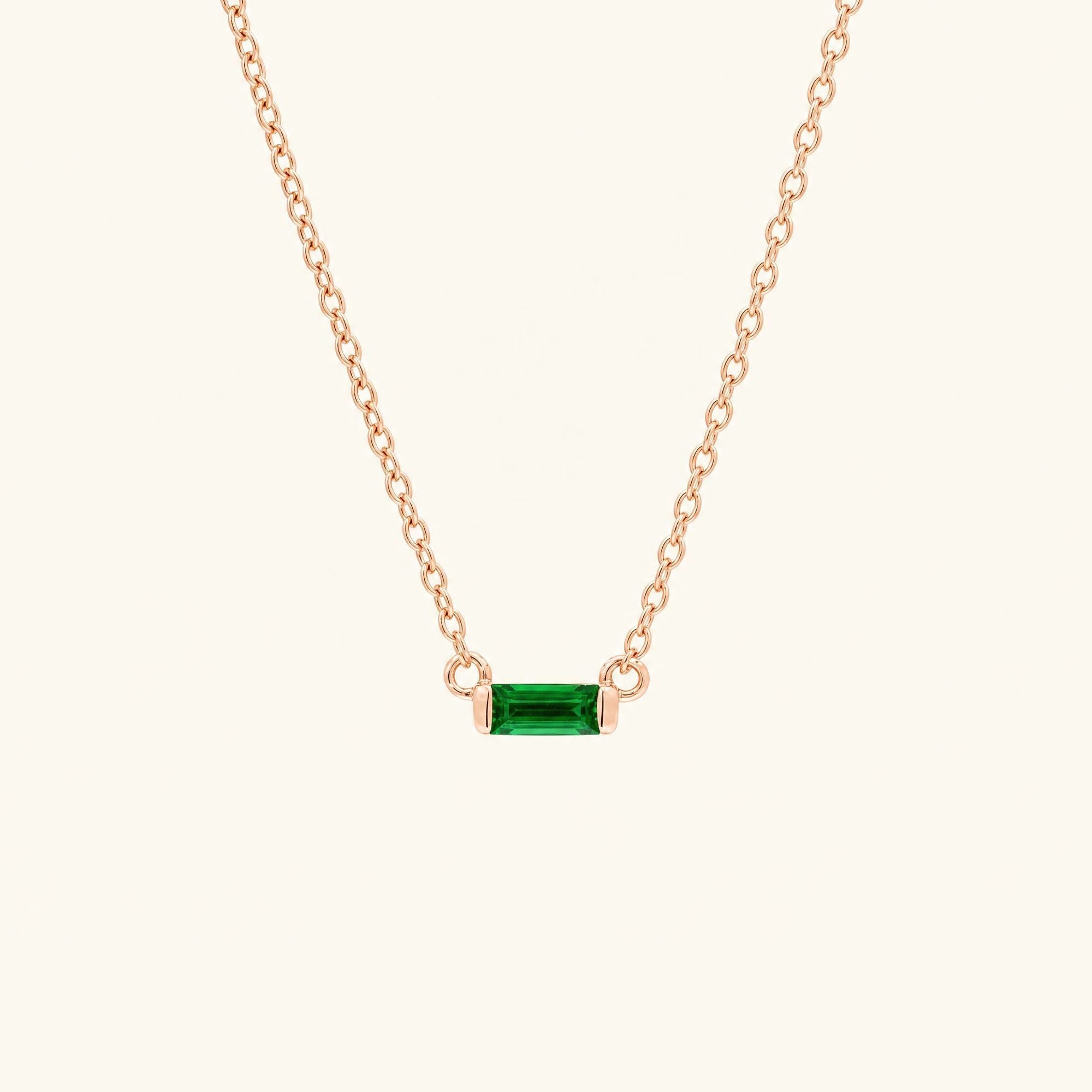 Collier baguette Shanti emeraude en or rose