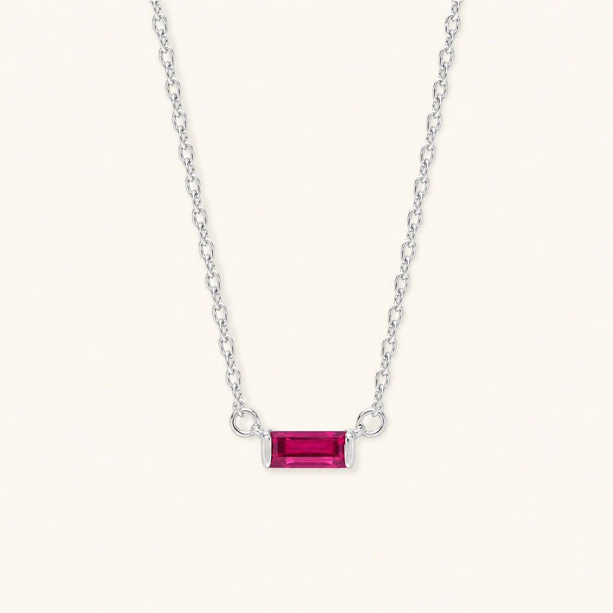 Collier baguette Shanti en rubis et or blanc