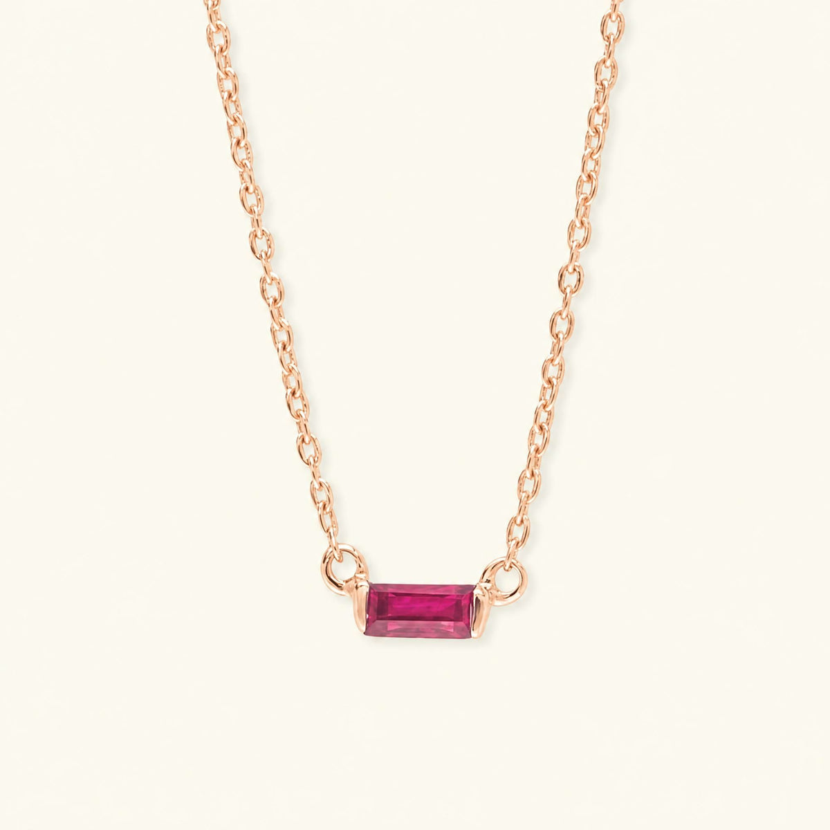 Collier baguette Shanti en rubis et or rose