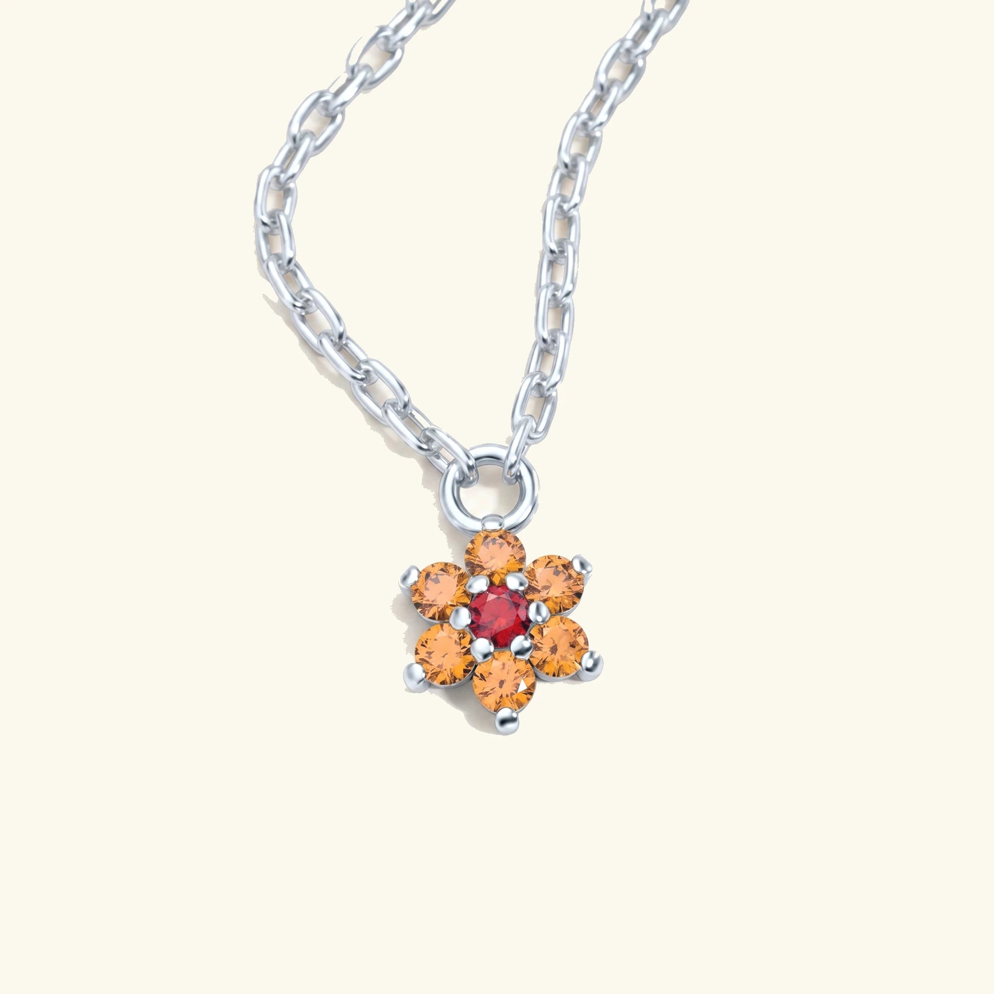 collier saphir orange surya or blanc