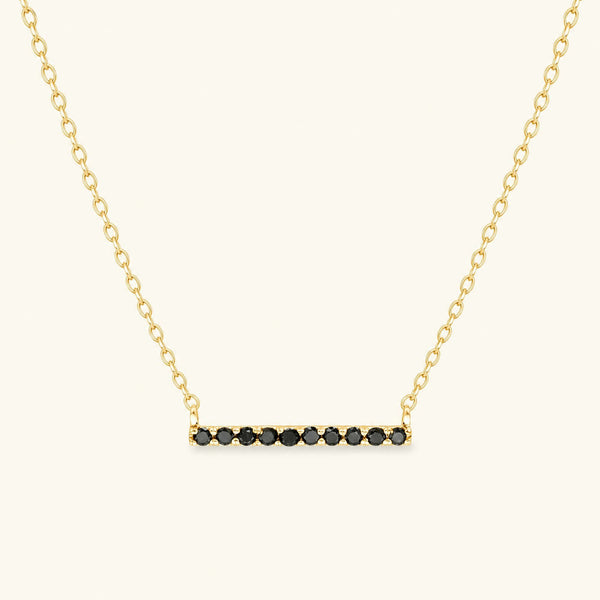 Collier bar diamant noir Ujala en or jaune