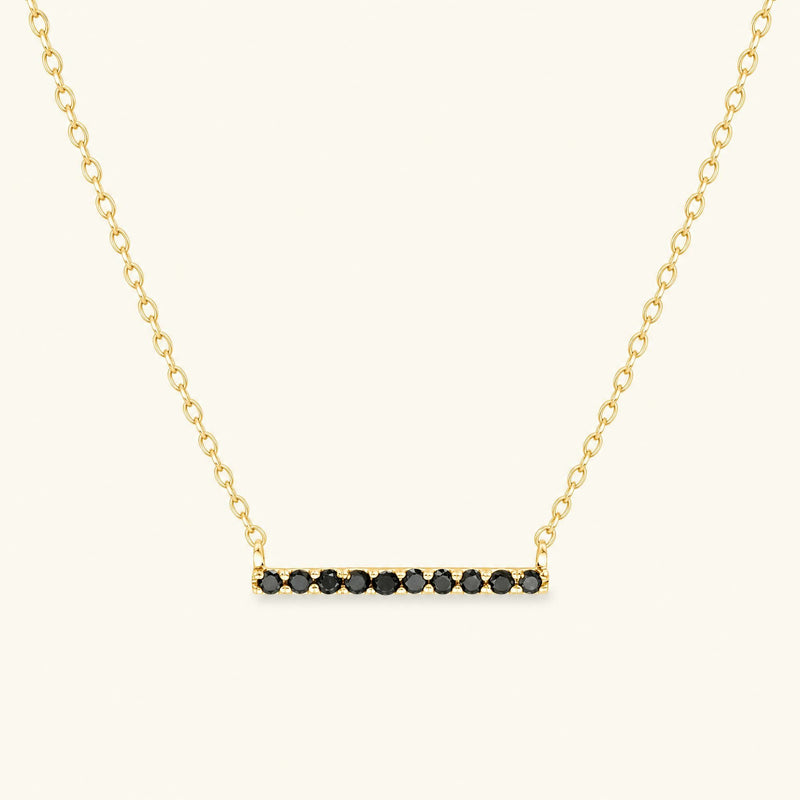 Collier bar diamant noir Ujala en or jaune