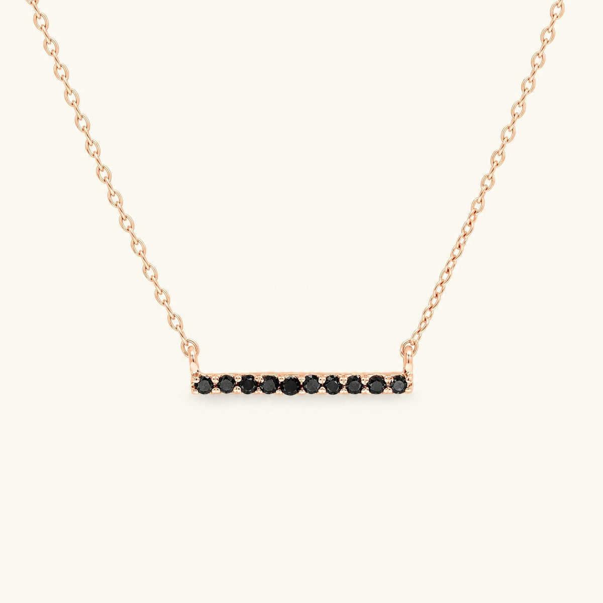 Collier bar diamant noir Ujala en or rose