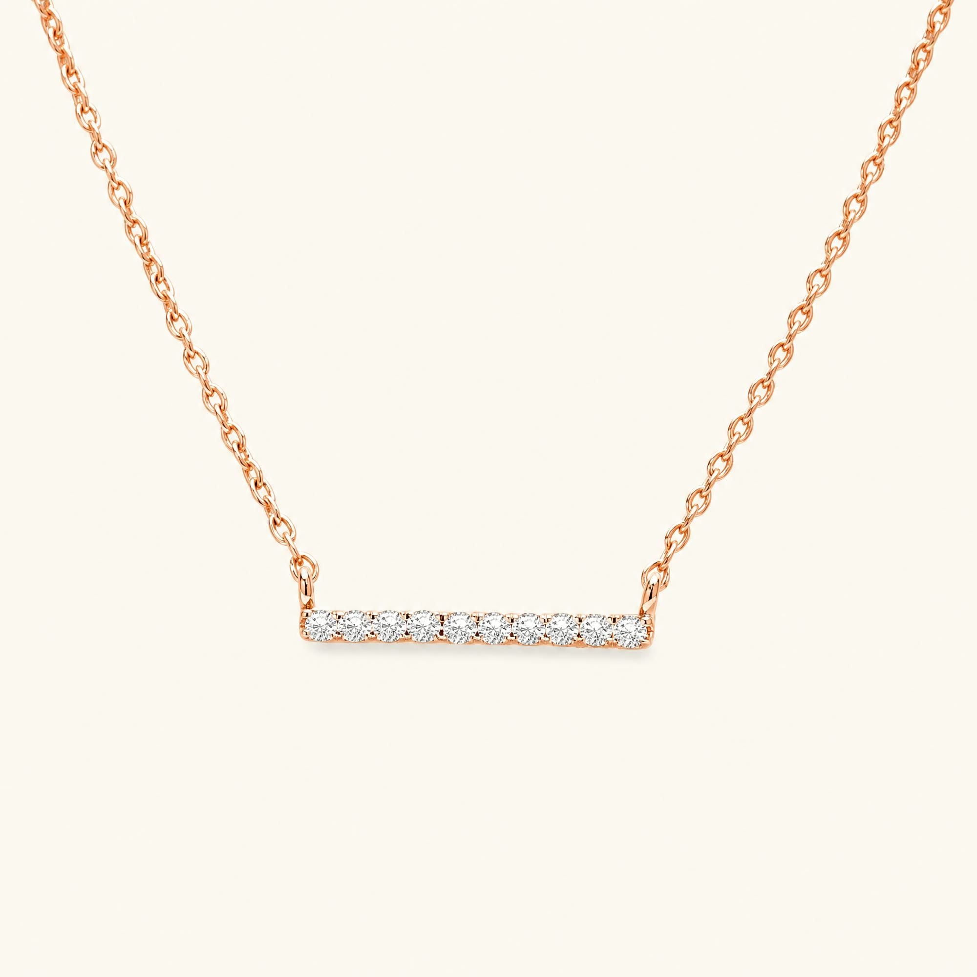 collier longue barre diamant en or rose