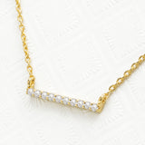 Ujala long bar diamond necklace in yellow gold