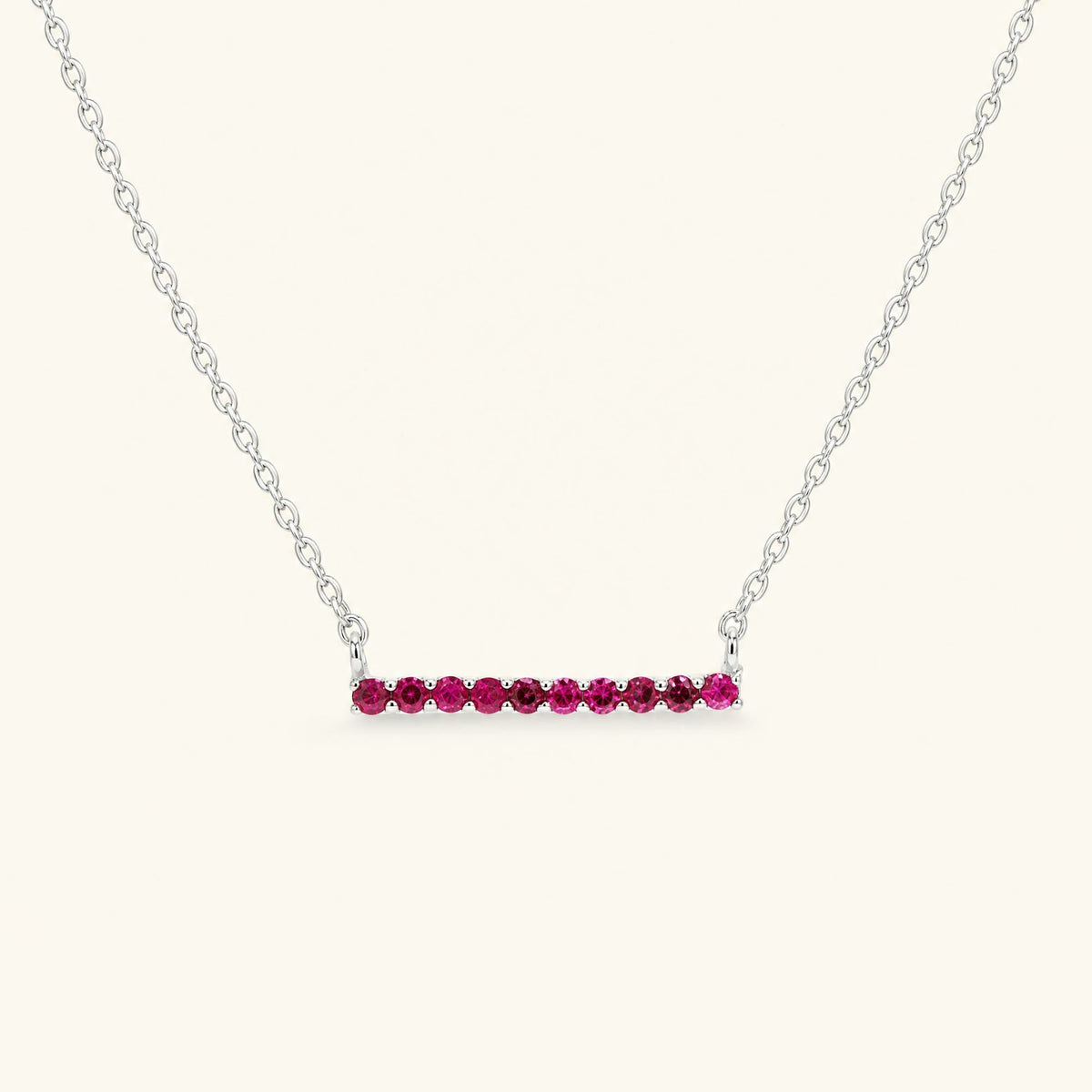 Collier bar Ujala en rubis et or blanc