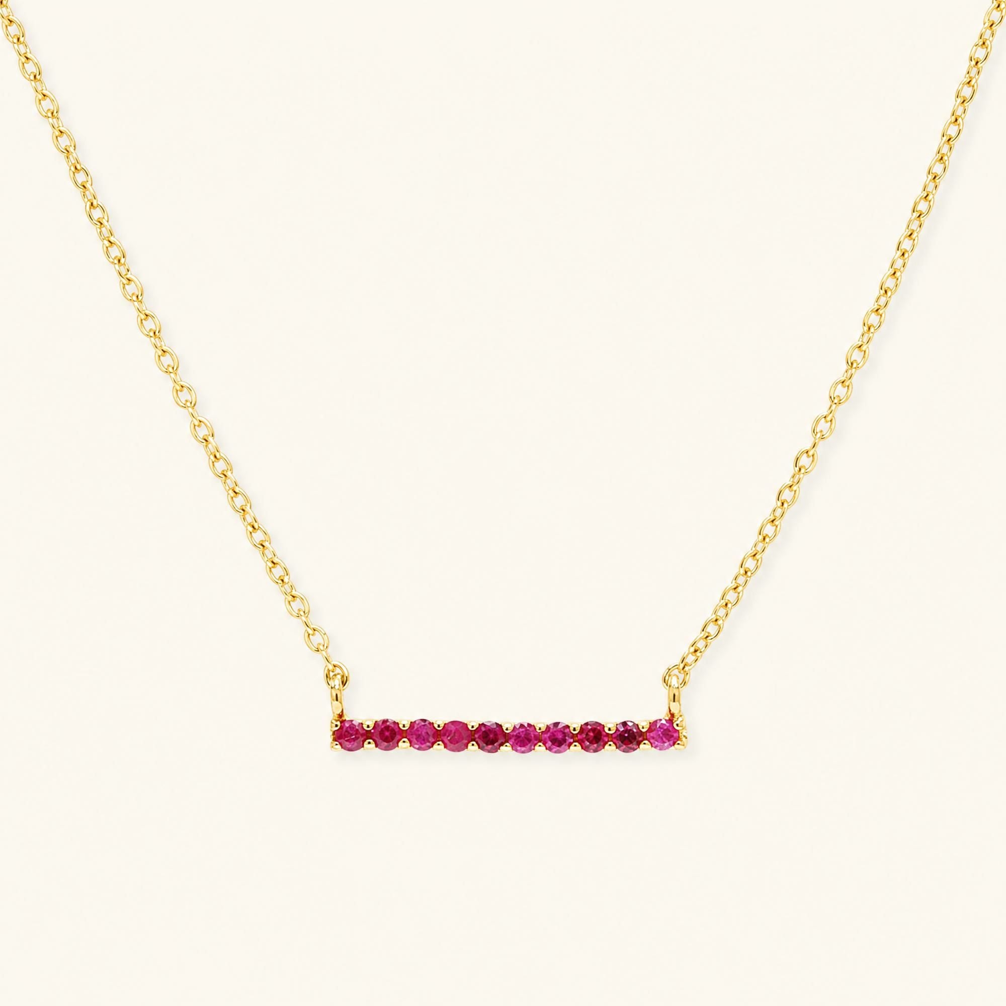 Collier bar Ujala en rubis et or jaune