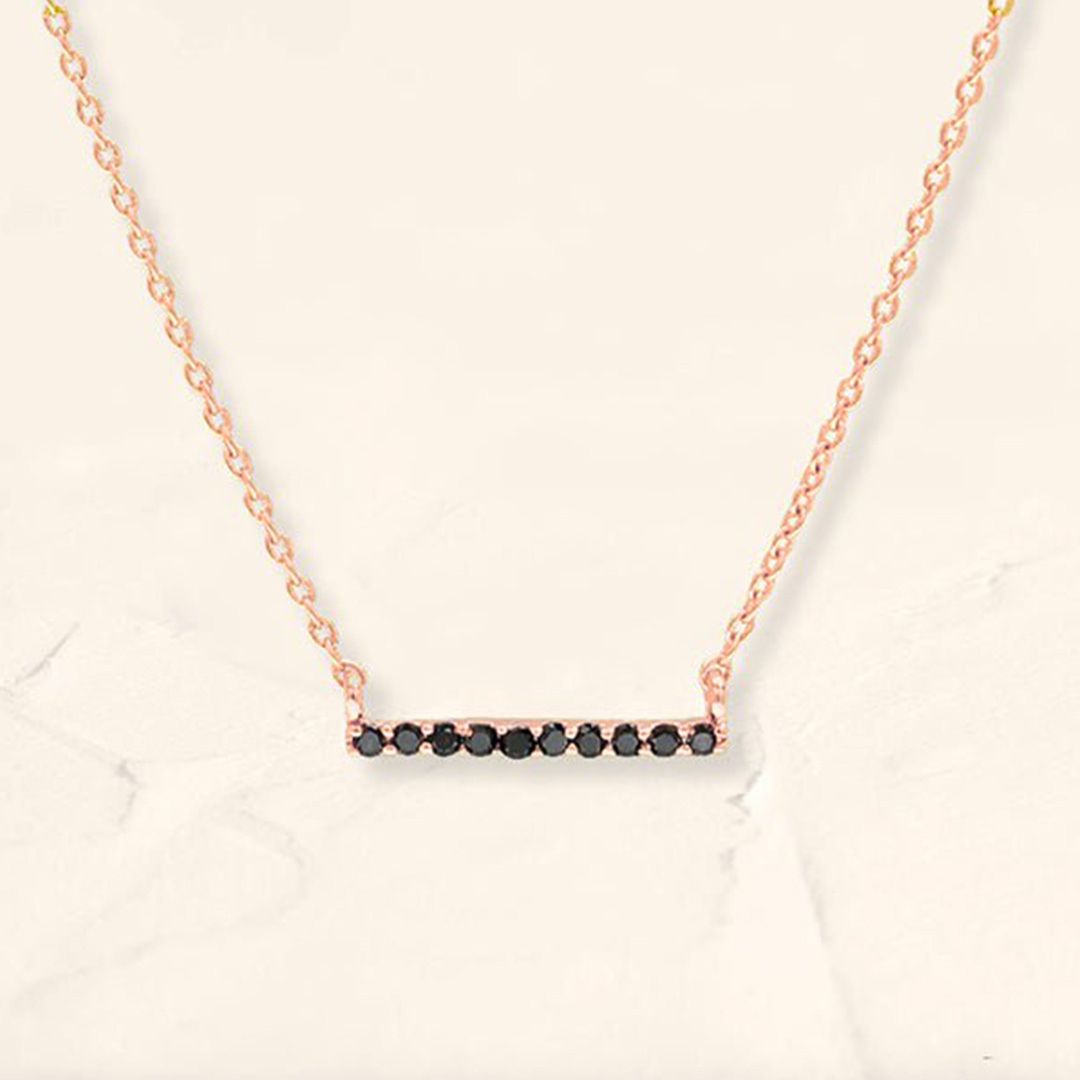 Collier bar diamant noir Ujala en or rose