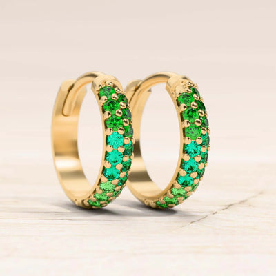 Créoles pour femme or jaune emeraude Lavani