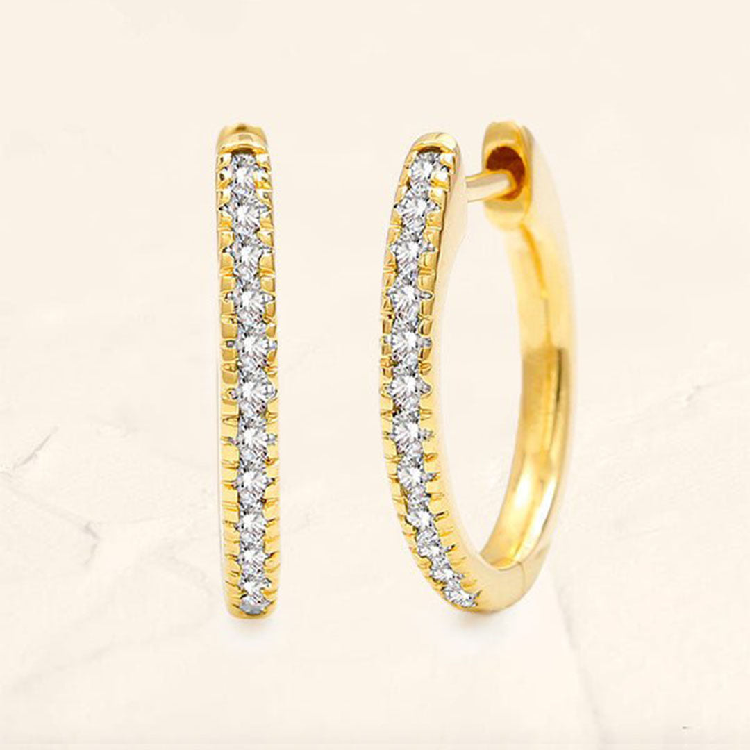 Women's 18K Yellow Gold Diamond Ujala Hoop Earrings