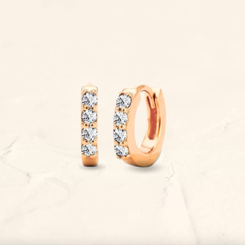 Small 18-carat rose gold diamond hoop earrings