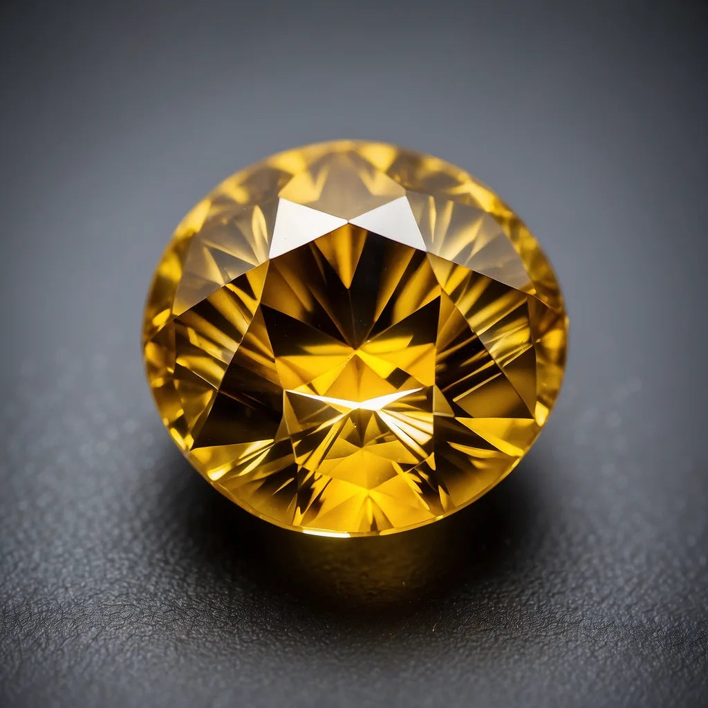 Saphir jaune naturel taille brillant rond révélant une couleur dorée intense et une brillance exceptionnelle