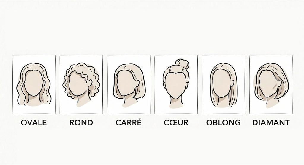 Infographie des six formes de visage et les bijoux recommandés pour chacune
