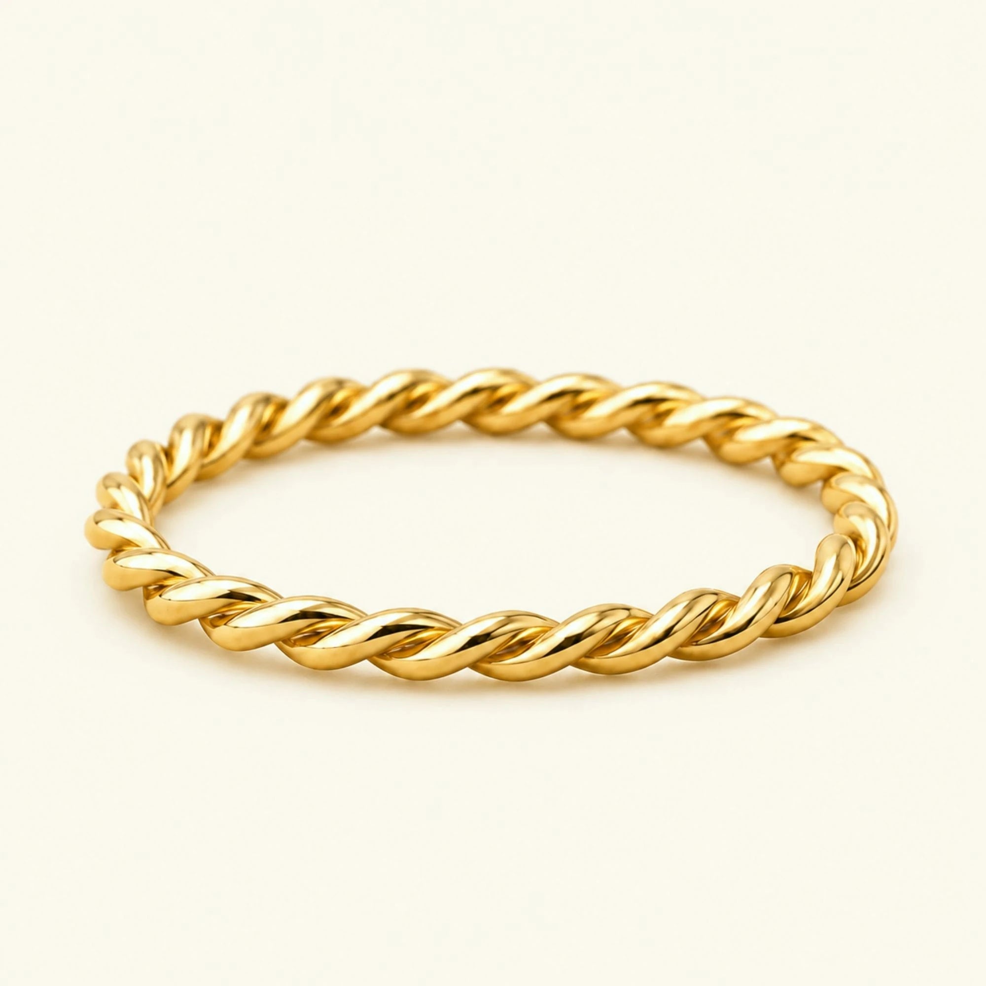 Alliance torsadée or jaune 18 carats Musubi, jonc fin effet corde