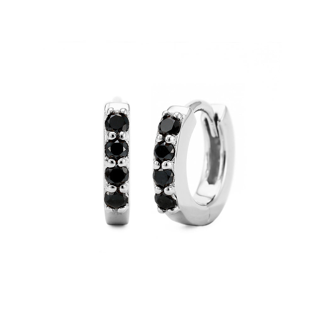 Boucles d'oreilles Sumitra en or blanc 18 carats et diamants noirs, collection Mayuri