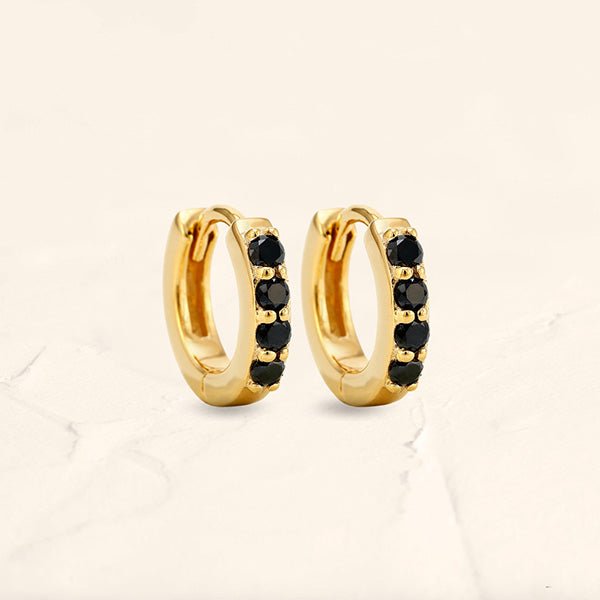 pendientes Pendientes de Aro diamante negro oro amarillo Sumitra