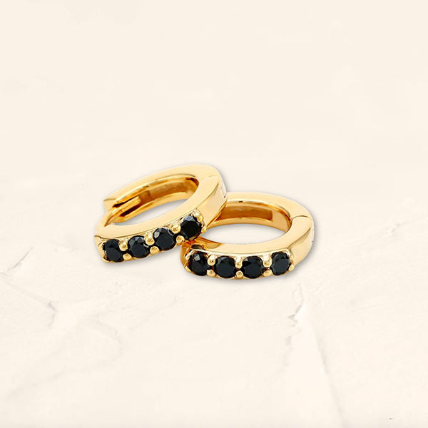 Sumitra hoop earrings in 18k Gold Vermeil and black diamonds                                