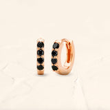 mini black diamond hoop earrings in rose gold sumitra