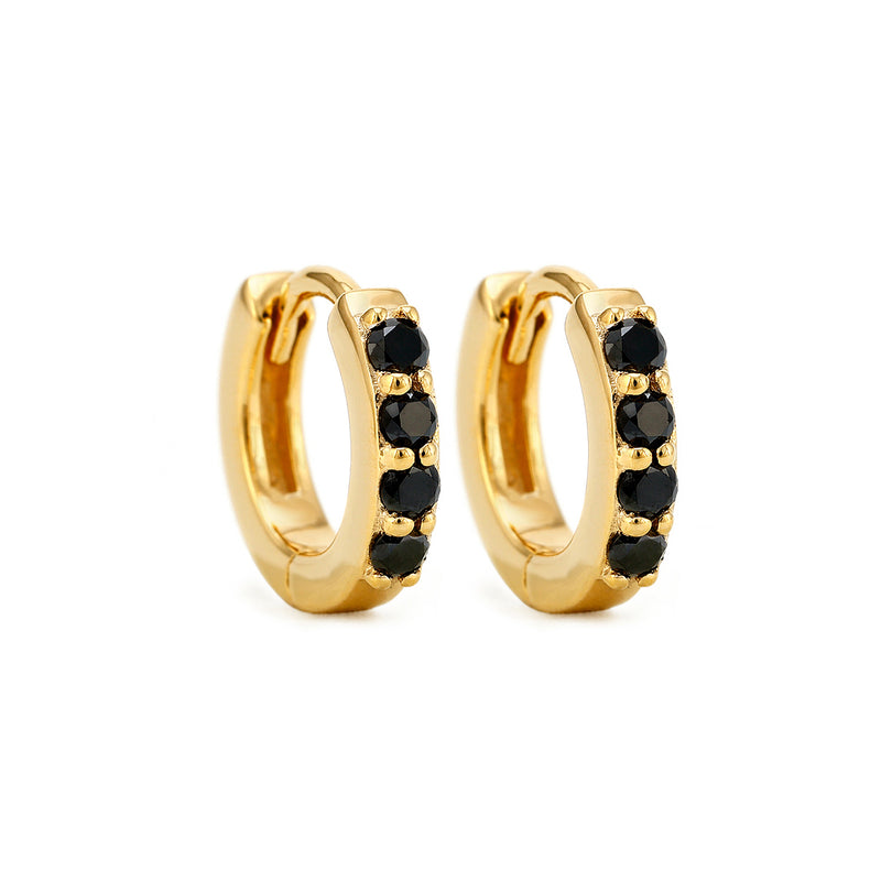 earrings creole black diamond yellow gold Sumitra