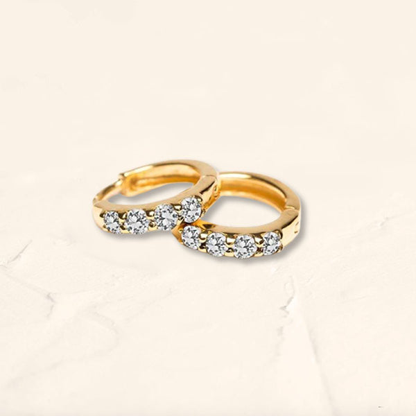 Mini diamond creoles in 18K Yellow Gold