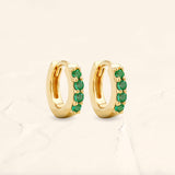 yellow gold emerald mini creoles