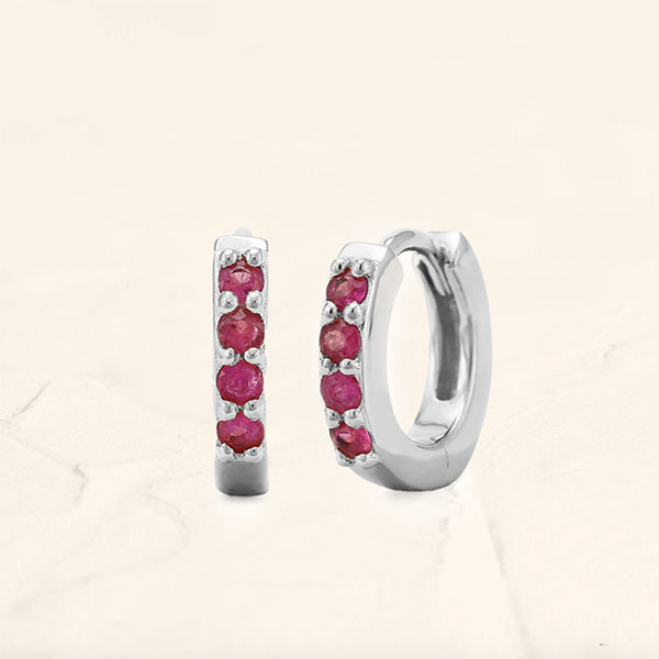 White gold Sumitra ruby hoop earrings