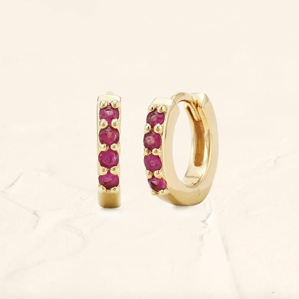 Sumitra Hoops  in 18K Gold Vermeil and rubies