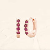 Sumitra ruby hoop earrings rose gold