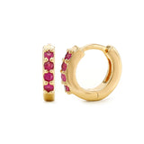 sumitra yellow gold ruby hoop earrings