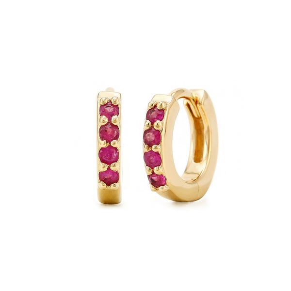 Sumitra Hoops  in 18K Gold Vermeil and rubies