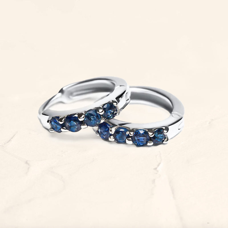 Sumitra hoop earrings with natural sapphires in silver 925