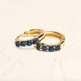 Sumitra hoops earrings with natural sapphires in gold vermeil                                