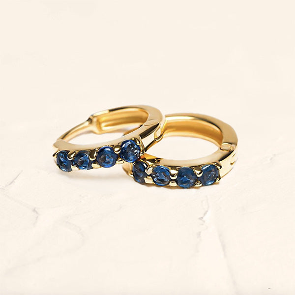 Sumitra hoops earrings with natural sapphires in gold vermeil                                