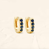 Sumitra yellow gold sapphire hoop earrings