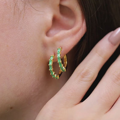 Pendientes esmeralda baguette