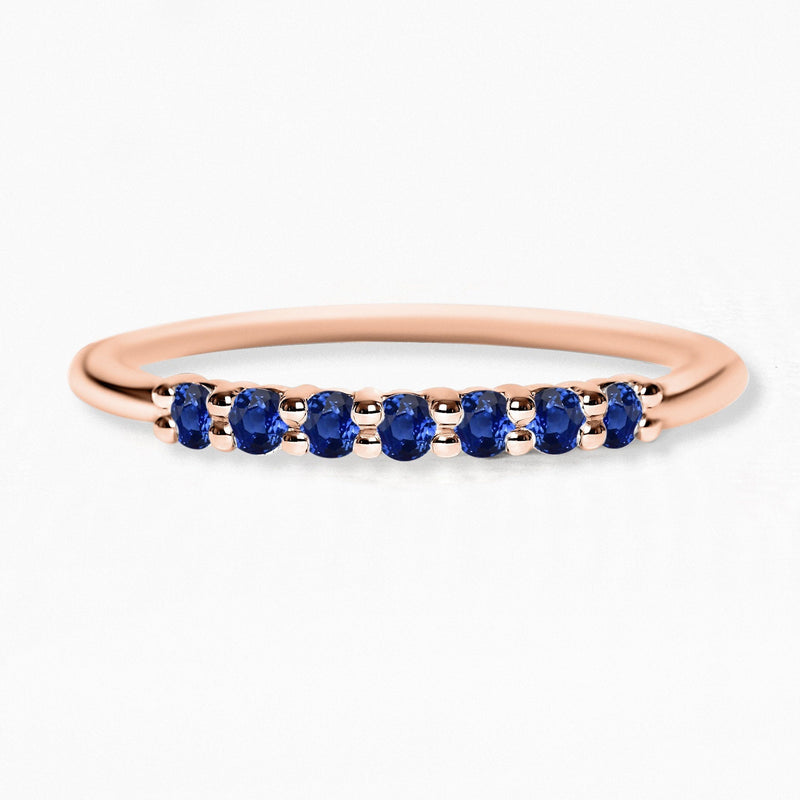Ring vadha in rose gold set with 7 sapphires