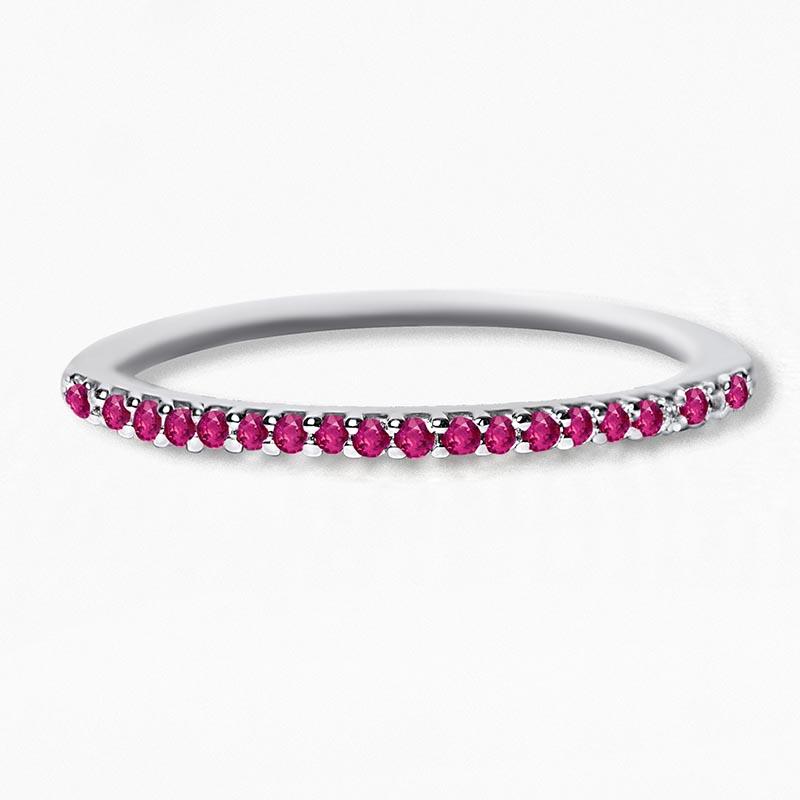 Eternity wedding band in ruby and white gold
