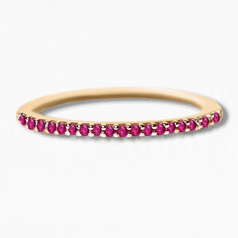 Eternity ring paved with ruby and yellow gold