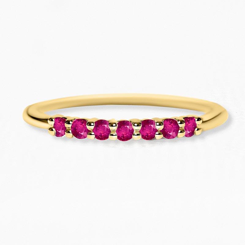 Ring vadha alliance in yellow gold set with rubies