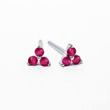 Silver ruby flower earrings